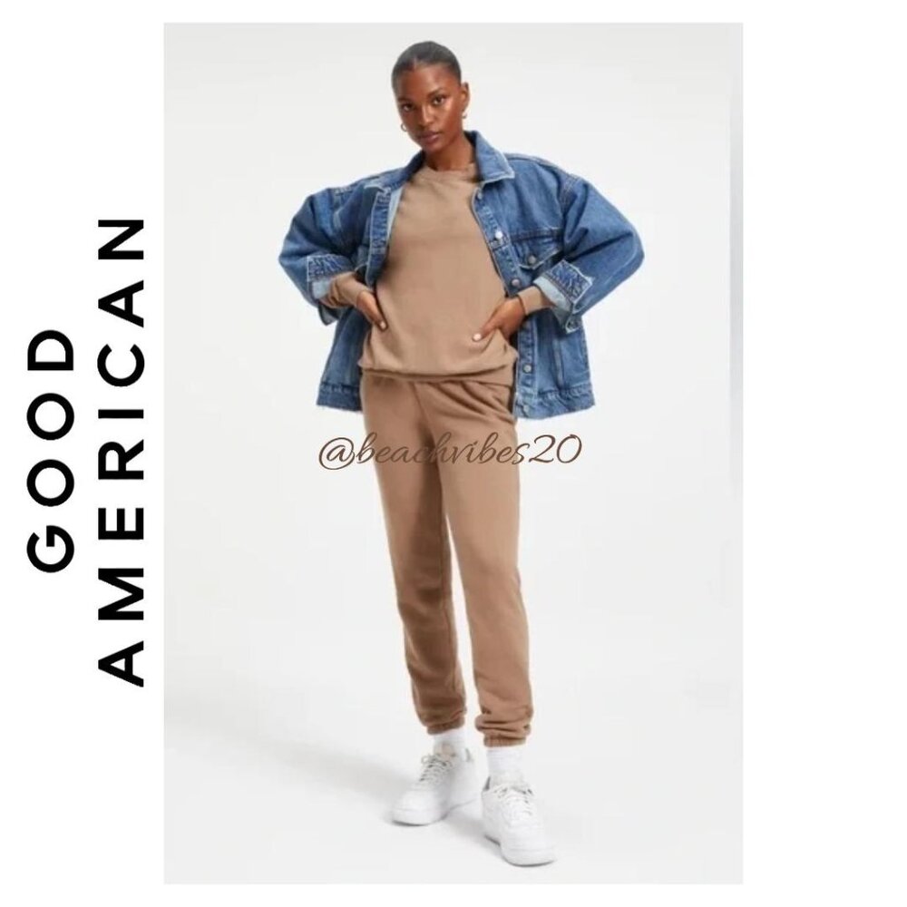 GOOD AMERICAN Boyfriend Pullover Sweatshirt Putty 001 3(Large) NWT